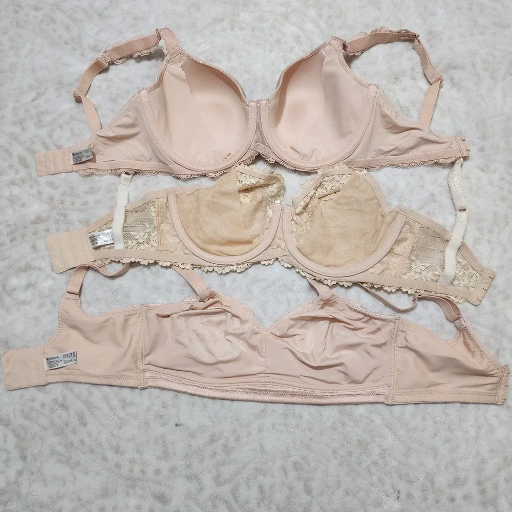 Wacoal Women's Bra Sz 32DDD 3pieces Bundle Nude Coquette Feminine Lacey